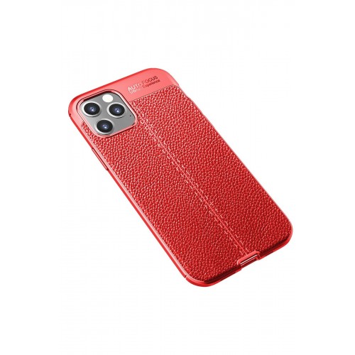 Newface iPhone 12 Pro Kılıf Focus Derili Silikon - Kırmızı Newface iPhone 12 Pro Kılıf Focus Derili Silikon - Kırmızı