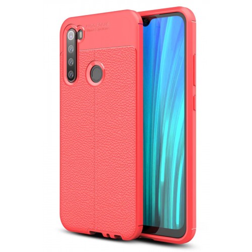 Newface Xiaomi Redmi Note 8 Kılıf Focus Derili Silikon - Kırmızı Newface Xiaomi Redmi Note 8 Kılıf Focus Derili Silikon - Kırmızı