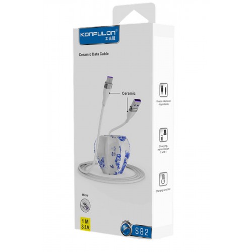 Konfulon S82 Seramik Uçlu Micro USB Kablo 1M 3.1A - Siyah Konfulon S82 Seramik Uçlu Micro USB Kablo 1M 3.1A - Siyah