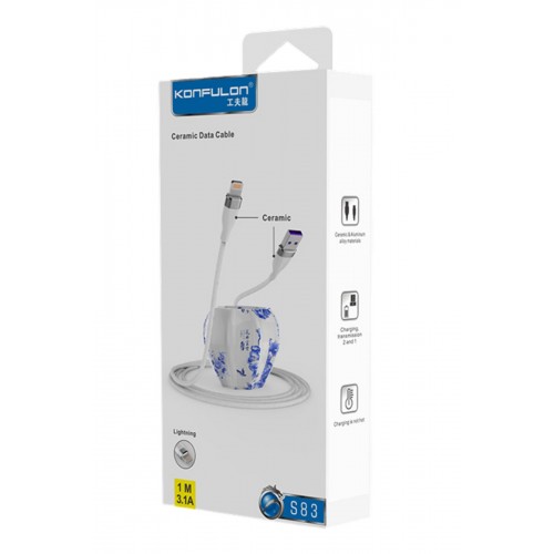 Konfulon S83 Seramik Uçlu Lightning Kablo iphone Uyumlu 1M 3.1A - Siyah Konfulon S83 Seramik Uçlu Lightning Kablo iphone Uyumlu 1M 3.1A - Siyah