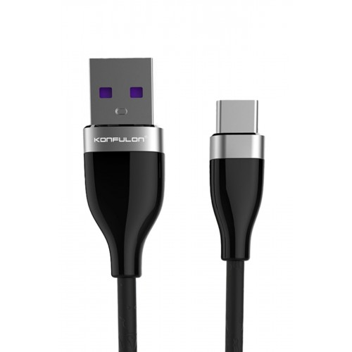 Konfulon S84 Seramik Uçlu Type-C 1M 3.1A - Siyah Konfulon S84 Seramik Uçlu Type-C 1M 3.1A - Siyah