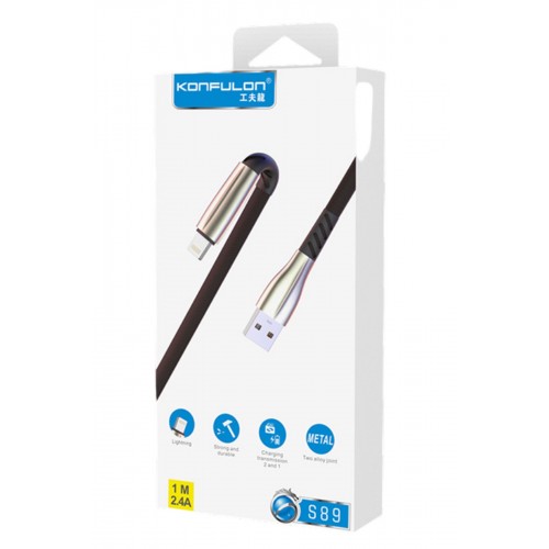 Konfulon S89 Metal Uçlu Lightning Kablo iphone Uyumlu 1M 2.4A - Mavi Konfulon S89 Metal Uçlu Lightning Kablo iphone Uyumlu 1M 2.4A - Mavi