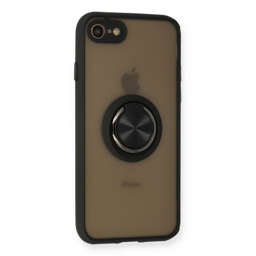 Newface iPhone 7 Kılıf Montreal Yüzüklü Silikon Kapak - Siyah Newface iPhone 7 Kılıf Montreal Yüzüklü Silikon Kapak - Siyah