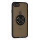 Newface iPhone 7 Kılıf Montreal Yüzüklü Silikon Kapak - Siyah Newface iPhone 7 Kılıf Montreal Yüzüklü Silikon Kapak - Siyah
