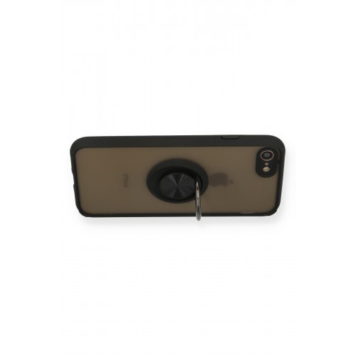 Newface iPhone 7 Kılıf Montreal Yüzüklü Silikon Kapak - Siyah Newface iPhone 7 Kılıf Montreal Yüzüklü Silikon Kapak - Siyah