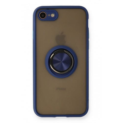 Newface iPhone 7 Kılıf Montreal Yüzüklü Silikon Kapak - Lacivert Newface iPhone 7 Kılıf Montreal Yüzüklü Silikon Kapak - Lacivert