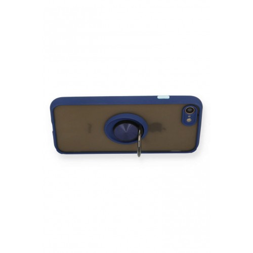Newface iPhone 7 Kılıf Montreal Yüzüklü Silikon Kapak - Lacivert Newface iPhone 7 Kılıf Montreal Yüzüklü Silikon Kapak - Lacivert