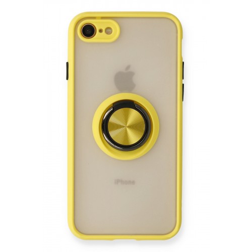 Newface iPhone 7 Kılıf Montreal Yüzüklü Silikon Kapak - Sarı Newface iPhone 7 Kılıf Montreal Yüzüklü Silikon Kapak - Sarı