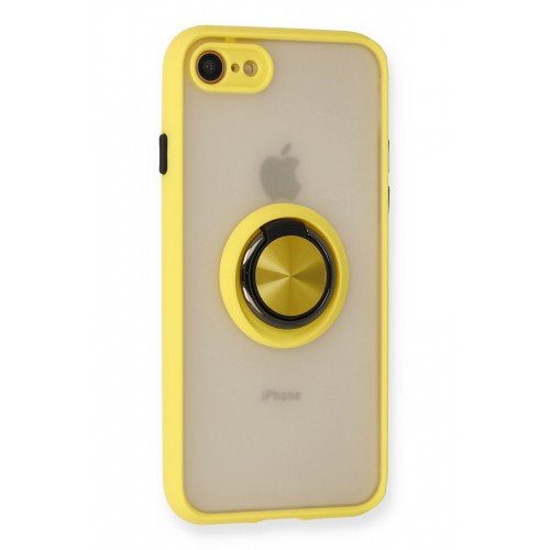 Newface iPhone 7 Kılıf Montreal Yüzüklü Silikon Kapak - Sarı Newface iPhone 7 Kılıf Montreal Yüzüklü Silikon Kapak - Sarı