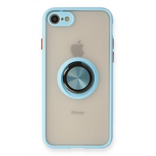 Newface iPhone 7 Kılıf Montreal Yüzüklü Silikon Kapak - Buz Mavi Newface iPhone 7 Kılıf Montreal Yüzüklü Silikon Kapak - Buz Mavi