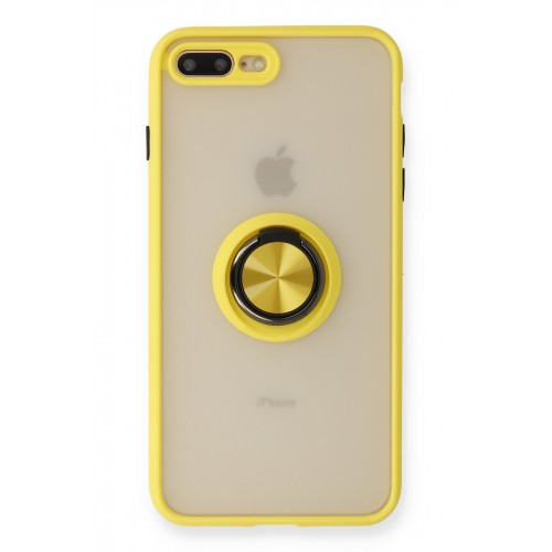 Newface iPhone 8 Plus Kılıf Montreal Yüzüklü Silikon Kapak - Sarı Newface iPhone 8 Plus Kılıf Montreal Yüzüklü Silikon Kapak - Sarı