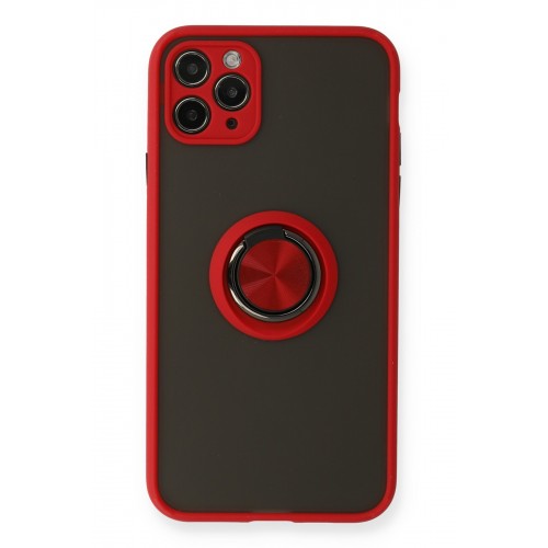 Newface iPhone 11 Pro Max Kılıf Montreal Yüzüklü Silikon Kapak - Kırmızı Newface iPhone 11 Pro Max Kılıf Montreal Yüzüklü Silikon Kapak - Kırmızı