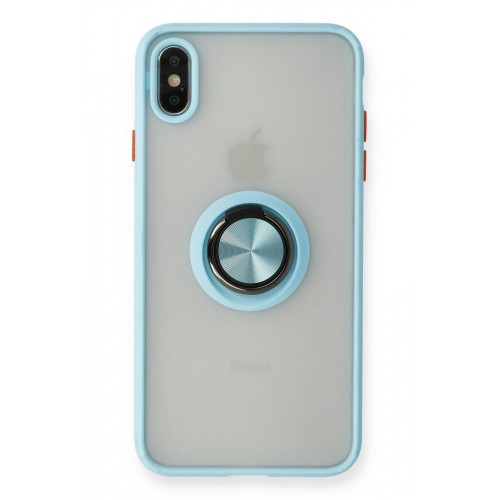 Newface iPhone XS Kılıf Montreal Yüzüklü Silikon Kapak - Buz Mavi Newface iPhone XS Kılıf Montreal Yüzüklü Silikon Kapak - Buz Mavi