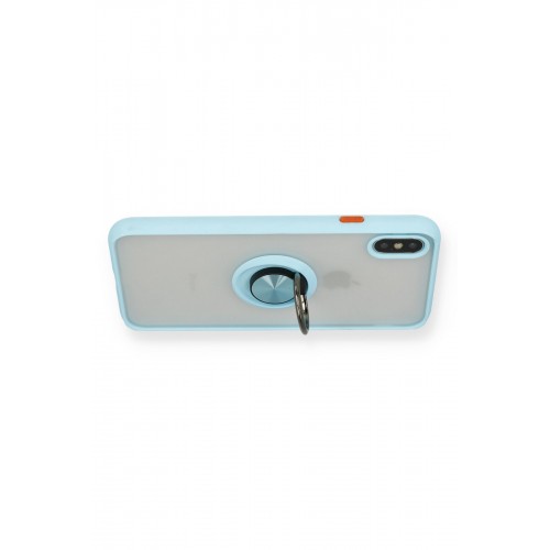 Newface iPhone XS Kılıf Montreal Yüzüklü Silikon Kapak - Buz Mavi Newface iPhone XS Kılıf Montreal Yüzüklü Silikon Kapak - Buz Mavi