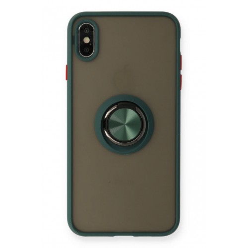 Newface iPhone XS Max Kılıf Montreal Yüzüklü Silikon Kapak - Yeşil Newface iPhone XS Max Kılıf Montreal Yüzüklü Silikon Kapak - Yeşil