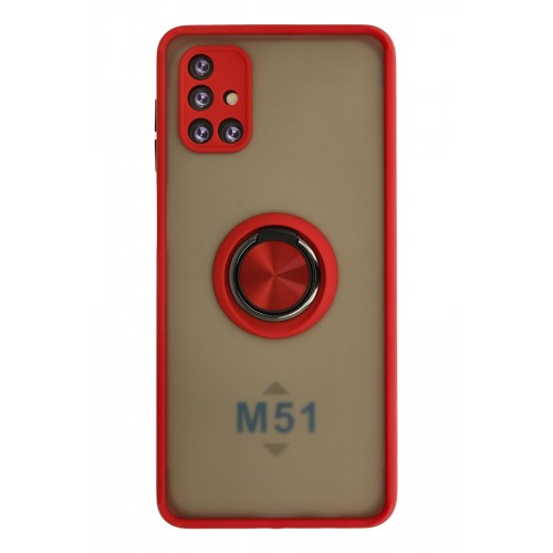 Newface Samsung Galaxy M51 Kılıf Montreal Yüzüklü Silikon Kapak - Kırmızı Newface Samsung Galaxy M51 Kılıf Montreal Yüzüklü Silikon Kapak - Kırmızı