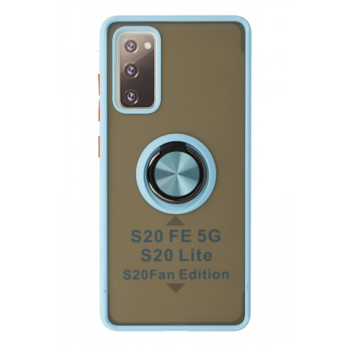 Newface Samsung Galaxy S20 FE Kılıf Montreal Yüzüklü Silikon Kapak - Buz Mavi