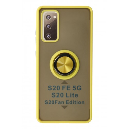 Newface Samsung Galaxy S20 FE Kılıf Montreal Yüzüklü Silikon Kapak - Sarı Newface Samsung Galaxy S20 FE Kılıf Montreal Yüzüklü Silikon Kapak - Sarı