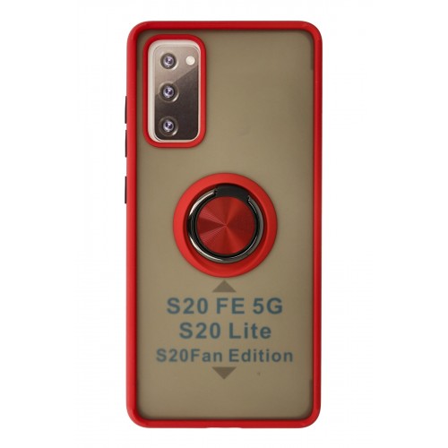 Newface Samsung Galaxy S20 FE Kılıf Montreal Yüzüklü Silikon Kapak - Kırmızı Newface Samsung Galaxy S20 FE Kılıf Montreal Yüzüklü Silikon Kapak - Kırmızı