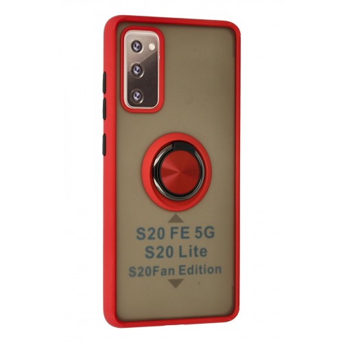 Newface Samsung Galaxy S20 FE Kılıf Montreal Yüzüklü Silikon Kapak - Kırmızı Newface Samsung Galaxy S20 FE Kılıf Montreal Yüzüklü Silikon Kapak - Kırmızı