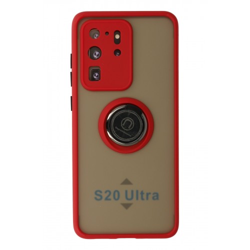 Newface Samsung Galaxy S20 Ultra Kılıf Montreal Yüzüklü Silikon Kapak - Kırmızı Newface Samsung Galaxy S20 Ultra Kılıf Montreal Yüzüklü Silikon Kapak - Kırmızı