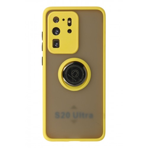 Newface Samsung Galaxy S20 Ultra Kılıf Montreal Yüzüklü Silikon Kapak - Sarı Newface Samsung Galaxy S20 Ultra Kılıf Montreal Yüzüklü Silikon Kapak - Sarı
