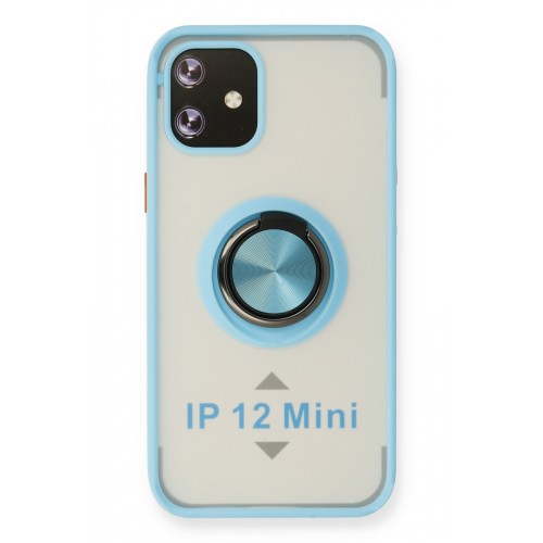 Newface iPhone 12 Kılıf Montreal Yüzüklü Silikon Kapak - Buz Mavi Newface iPhone 12 Kılıf Montreal Yüzüklü Silikon Kapak - Buz Mavi