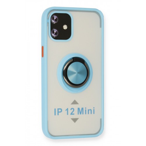 Newface iPhone 12 Kılıf Montreal Yüzüklü Silikon Kapak - Buz Mavi Newface iPhone 12 Kılıf Montreal Yüzüklü Silikon Kapak - Buz Mavi