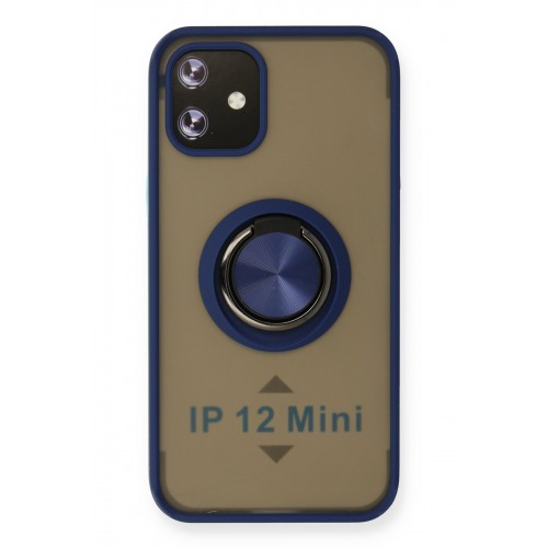 Newface iPhone 12 Kılıf Montreal Yüzüklü Silikon Kapak - Lacivert Newface iPhone 12 Kılıf Montreal Yüzüklü Silikon Kapak - Lacivert