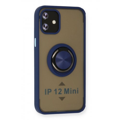 Newface iPhone 12 Kılıf Montreal Yüzüklü Silikon Kapak - Lacivert Newface iPhone 12 Kılıf Montreal Yüzüklü Silikon Kapak - Lacivert