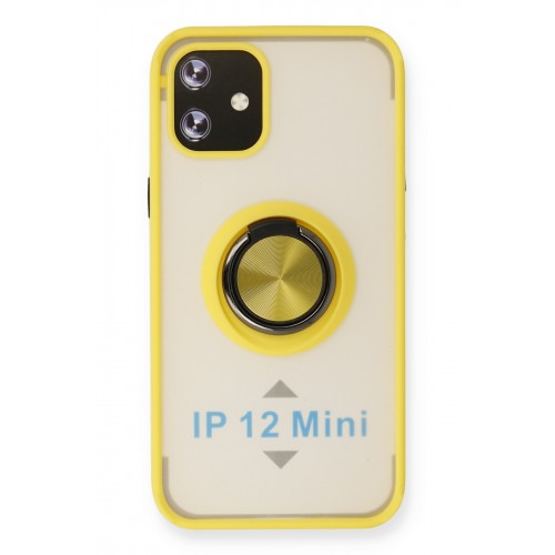 Newface iPhone 12 Kılıf Montreal Yüzüklü Silikon Kapak - Sarı Newface iPhone 12 Kılıf Montreal Yüzüklü Silikon Kapak - Sarı