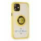 Newface iPhone 12 Kılıf Montreal Yüzüklü Silikon Kapak - Sarı Newface iPhone 12 Kılıf Montreal Yüzüklü Silikon Kapak - Sarı
