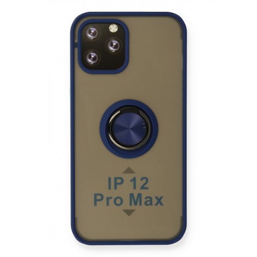 Newface iPhone 12 Pro Max Kılıf Montreal Yüzüklü Silikon Kapak - Lacivert Newface iPhone 12 Pro Max Kılıf Montreal Yüzüklü Silikon Kapak - Lacivert