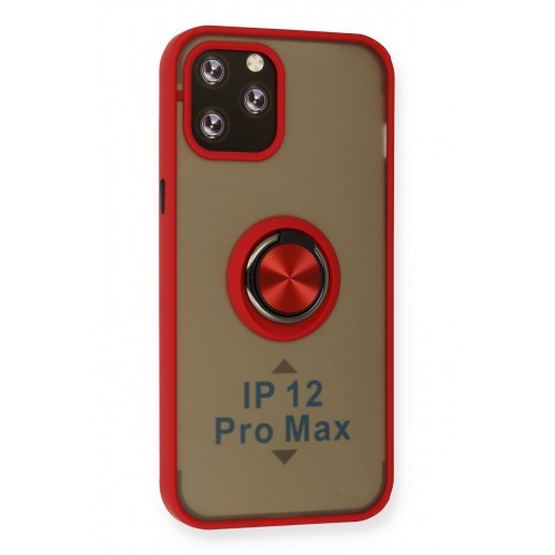 Newface iPhone 12 Pro Max Kılıf Montreal Yüzüklü Silikon Kapak - Kırmızı Newface iPhone 12 Pro Max Kılıf Montreal Yüzüklü Silikon Kapak - Kırmızı