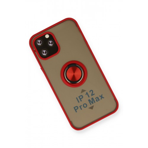 Newface iPhone 12 Pro Max Kılıf Montreal Yüzüklü Silikon Kapak - Kırmızı Newface iPhone 12 Pro Max Kılıf Montreal Yüzüklü Silikon Kapak - Kırmızı