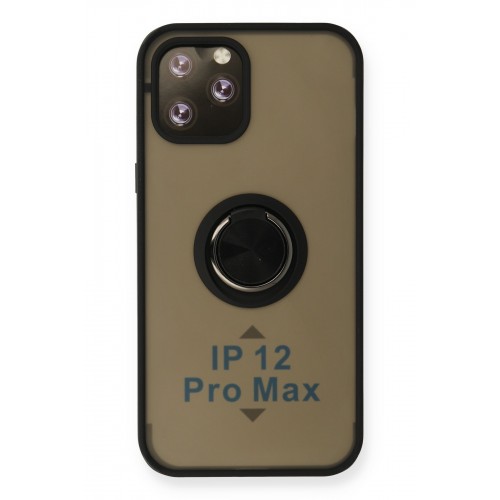 Newface iPhone 12 Pro Max Kılıf Montreal Yüzüklü Silikon Kapak - Siyah Newface iPhone 12 Pro Max Kılıf Montreal Yüzüklü Silikon Kapak - Siyah
