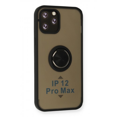 Newface iPhone 12 Pro Max Kılıf Montreal Yüzüklü Silikon Kapak - Siyah Newface iPhone 12 Pro Max Kılıf Montreal Yüzüklü Silikon Kapak - Siyah