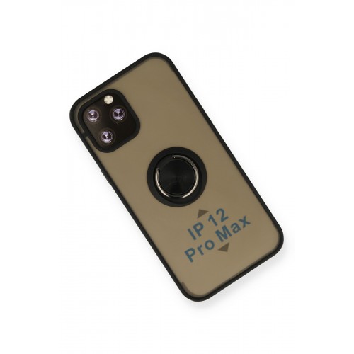 Newface iPhone 12 Pro Max Kılıf Montreal Yüzüklü Silikon Kapak - Siyah Newface iPhone 12 Pro Max Kılıf Montreal Yüzüklü Silikon Kapak - Siyah