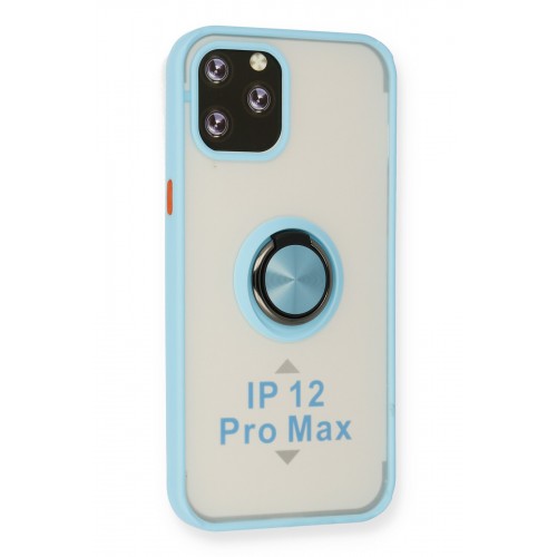 Newface iPhone 12 Pro Max Kılıf Montreal Yüzüklü Silikon Kapak - Buz Mavi Newface iPhone 12 Pro Max Kılıf Montreal Yüzüklü Silikon Kapak - Buz Mavi