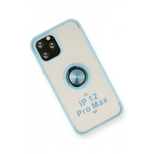 Newface iPhone 12 Pro Max Kılıf Montreal Yüzüklü Silikon Kapak - Buz Mavi Newface iPhone 12 Pro Max Kılıf Montreal Yüzüklü Silikon Kapak - Buz Mavi