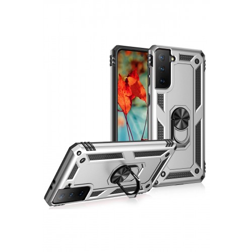 Newface Samsung Galaxy S21 Kılıf Sofya Yüzüklü Silikon Kapak - Gümüş Newface Samsung Galaxy S21 Kılıf Sofya Yüzüklü Silikon Kapak - Gümüş