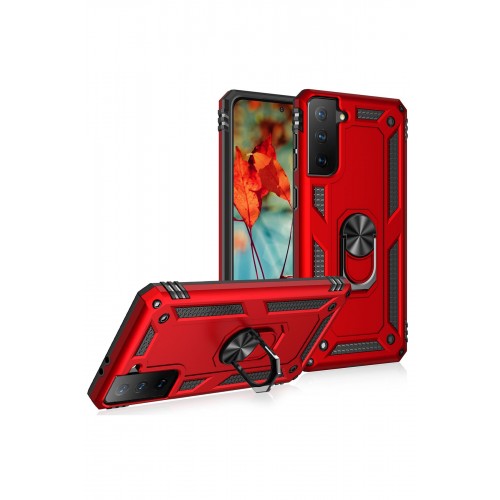 Newface Samsung Galaxy S21 Kılıf Sofya Yüzüklü Silikon Kapak - Kırmızı Newface Samsung Galaxy S21 Kılıf Sofya Yüzüklü Silikon Kapak - Kırmızı