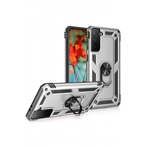 Newface Samsung Galaxy S21 Plus Kılıf Sofya Yüzüklü Silikon Kapak - Gümüş Newface Samsung Galaxy S21 Plus Kılıf Sofya Yüzüklü Silikon Kapak - Gümüş