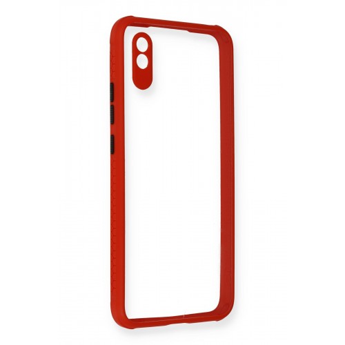 Newface Xiaomi Redmi 9A Kılıf Miami Şeffaf Silikon - Kırmızı Newface Xiaomi Redmi 9A Kılıf Miami Şeffaf Silikon - Kırmızı