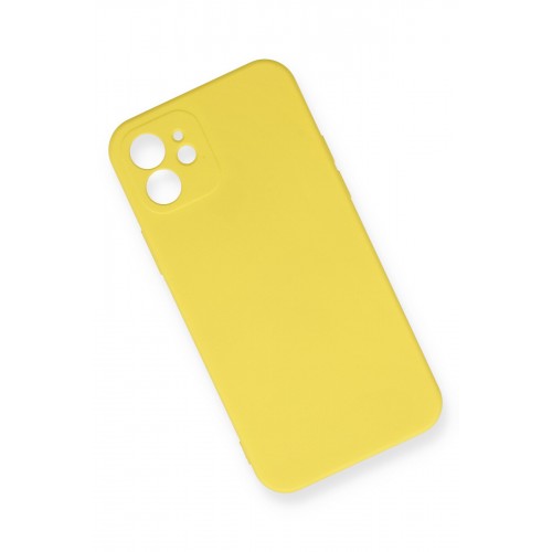 Newface iPhone 12 Kılıf Nano içi Kadife Silikon - Sarı Newface iPhone 12 Kılıf Nano içi Kadife Silikon - Sarı