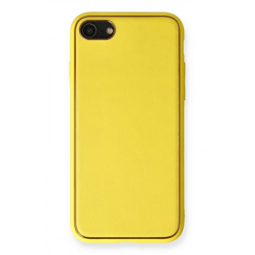 Newface iPhone 7 Kılıf Coco Deri Silikon Kapak - Sarı Newface iPhone 7 Kılıf Coco Deri Silikon Kapak - Sarı