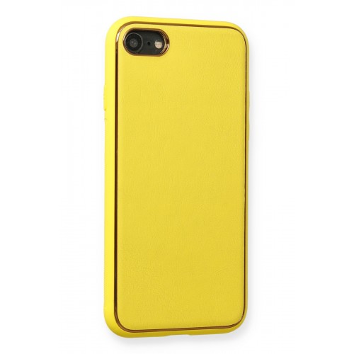 Newface iPhone 7 Kılıf Coco Deri Silikon Kapak - Sarı Newface iPhone 7 Kılıf Coco Deri Silikon Kapak - Sarı
