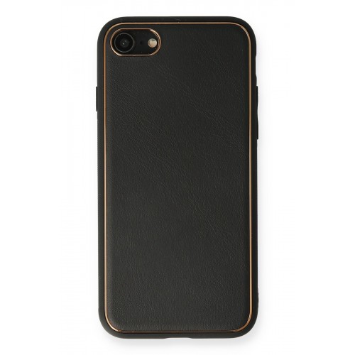 Newface iPhone 7 Kılıf Coco Deri Silikon Kapak - Siyah Newface iPhone 7 Kılıf Coco Deri Silikon Kapak - Siyah
