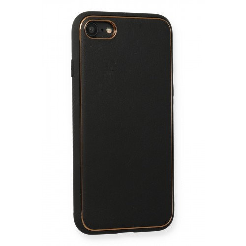 Newface iPhone 7 Kılıf Coco Deri Silikon Kapak - Siyah Newface iPhone 7 Kılıf Coco Deri Silikon Kapak - Siyah