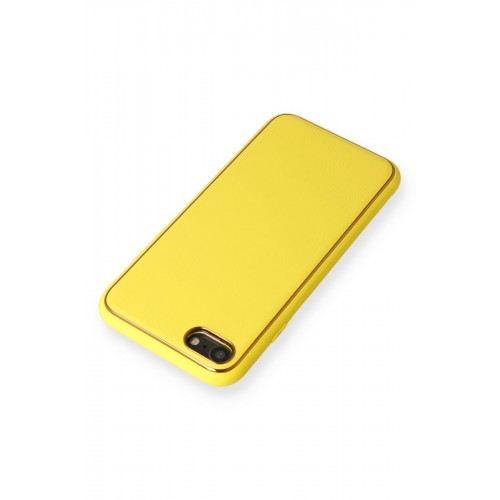 Newface iPhone 8 Kılıf Coco Deri Silikon Kapak - Sarı Newface iPhone 8 Kılıf Coco Deri Silikon Kapak - Sarı